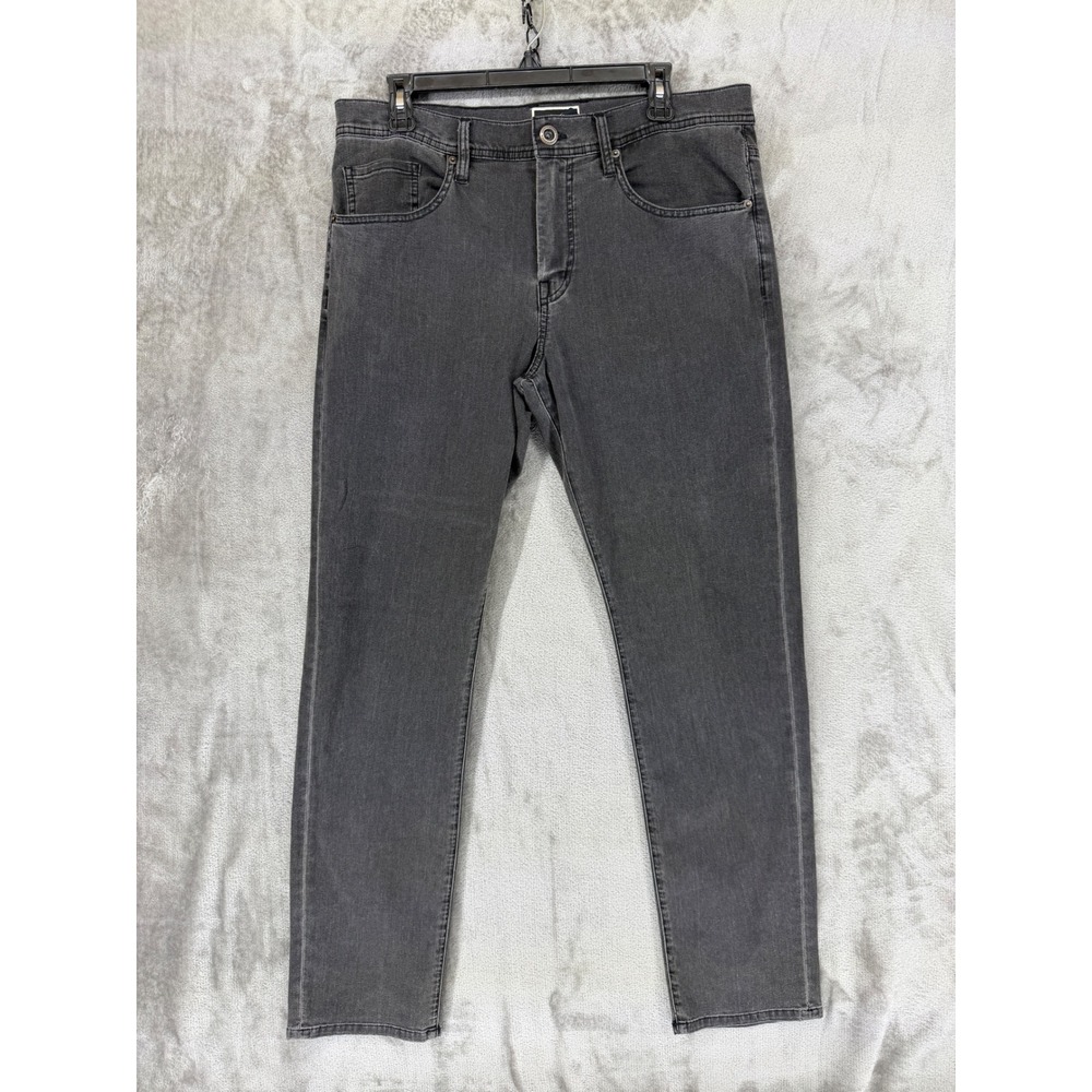 Travis Mathew Mens 34 Faded Black Denim Pants Slim Straight Stretch Jeans 34x32